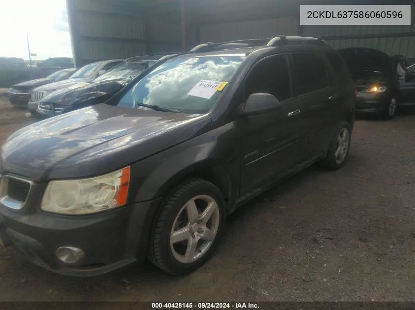 2008 Pontiac Torrent Gxp VIN: 2CKDL637586060596 Lot: 40428145