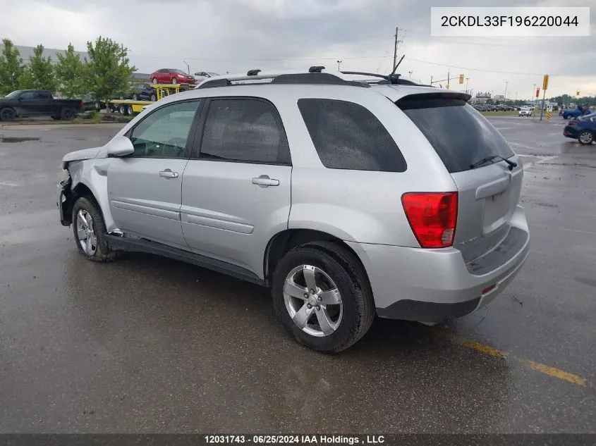 2009 Pontiac Torrent VIN: 2CKDL33F196220044 Lot: 12031743