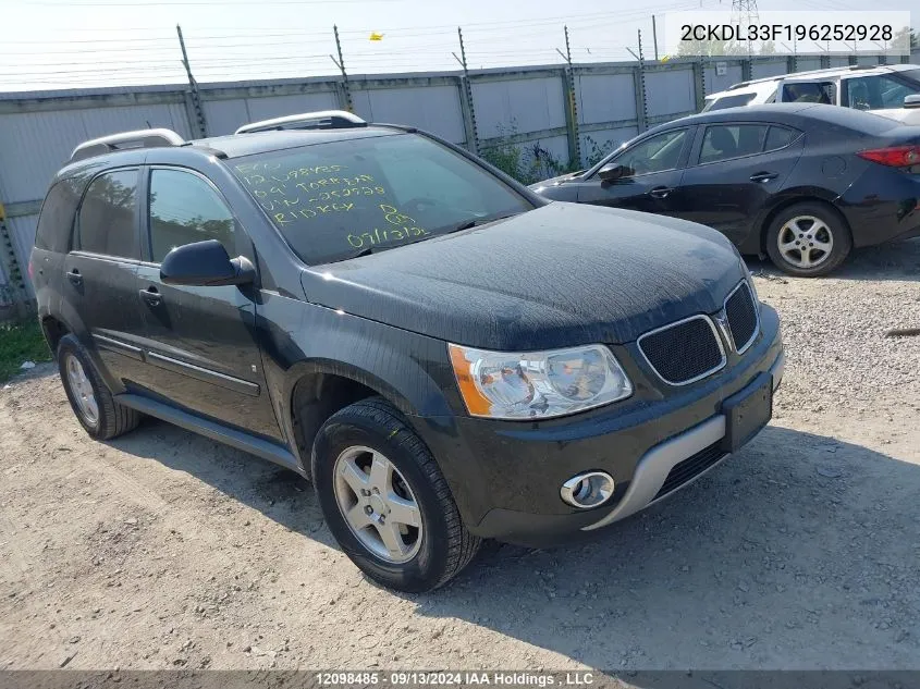 2009 Pontiac Torrent VIN: 2CKDL33F196252928 Lot: 12098485