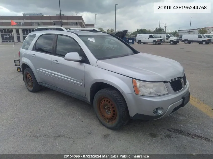 2009 Pontiac Torrent VIN: 2CKDL43F196244768 Lot: 20154096