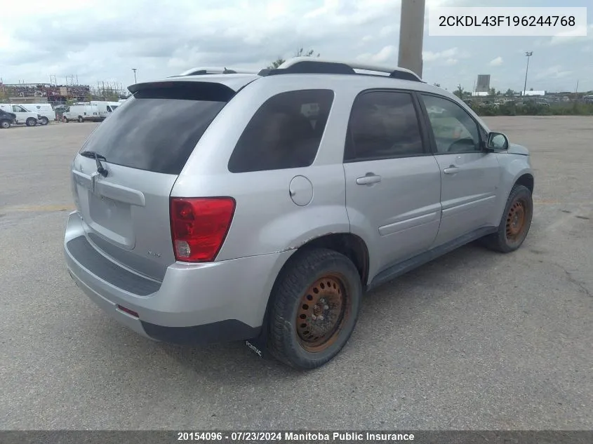 2009 Pontiac Torrent VIN: 2CKDL43F196244768 Lot: 20154096