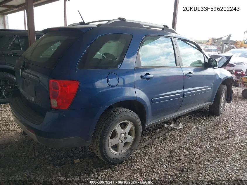 2009 Pontiac Torrent VIN: 2CKDL33F596202243 Lot: 39675247