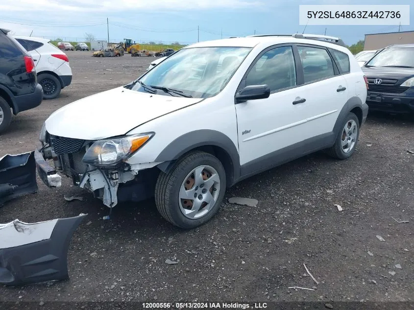 5Y2SL64863Z442736 2003 Pontiac Vibe