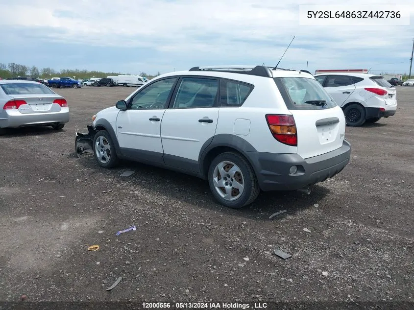 2003 Pontiac Vibe VIN: 5Y2SL64863Z442736 Lot: 12000556