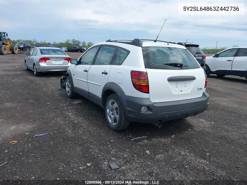 2003 Pontiac Vibe VIN: 5Y2SL64863Z442736 Lot: 12000556