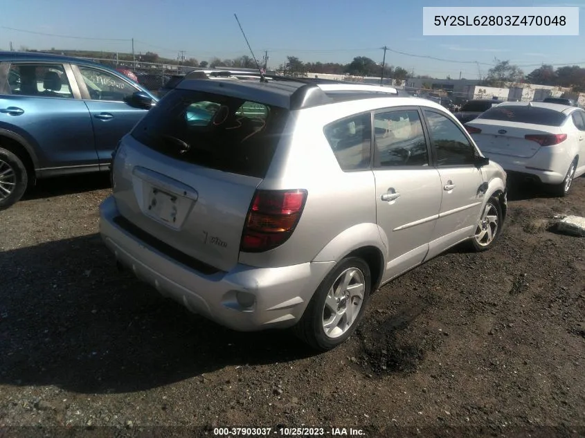 2003 Pontiac Vibe VIN: 5Y2SL62803Z470048 Lot: 37903037