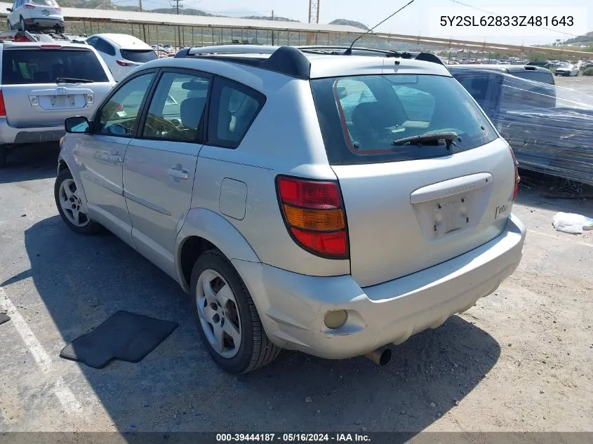 5Y2SL62833Z481643 2003 Pontiac Vibe