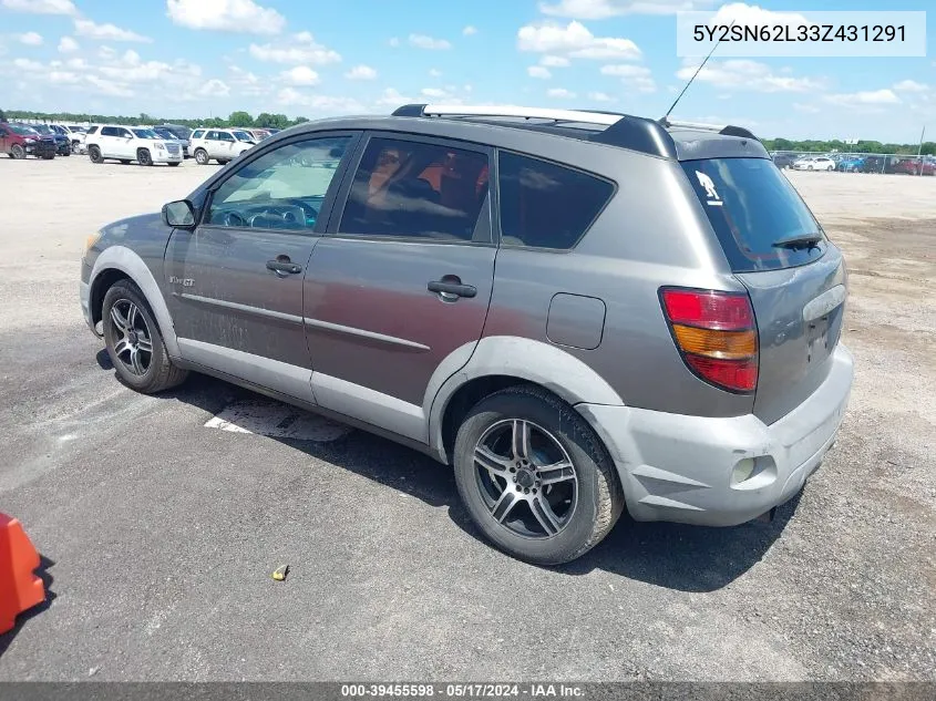 2003 Pontiac Vibe Gt VIN: 5Y2SN62L33Z431291 Lot: 39455598