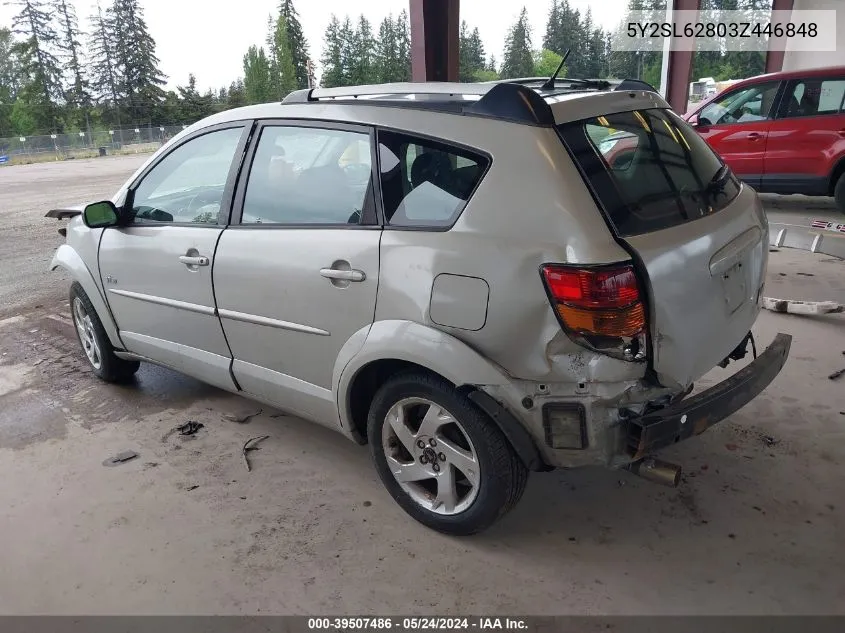 2003 Pontiac Vibe VIN: 5Y2SL62803Z446848 Lot: 39507486