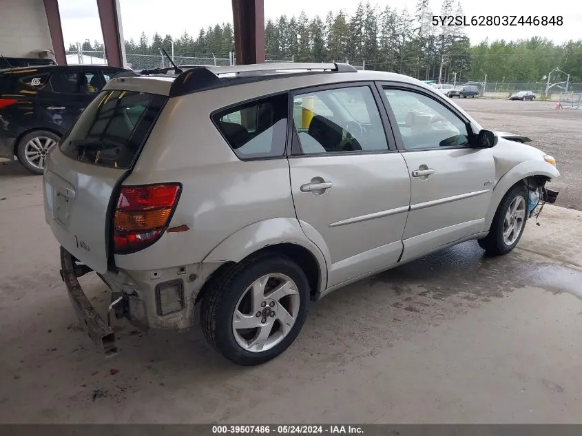 2003 Pontiac Vibe VIN: 5Y2SL62803Z446848 Lot: 39507486