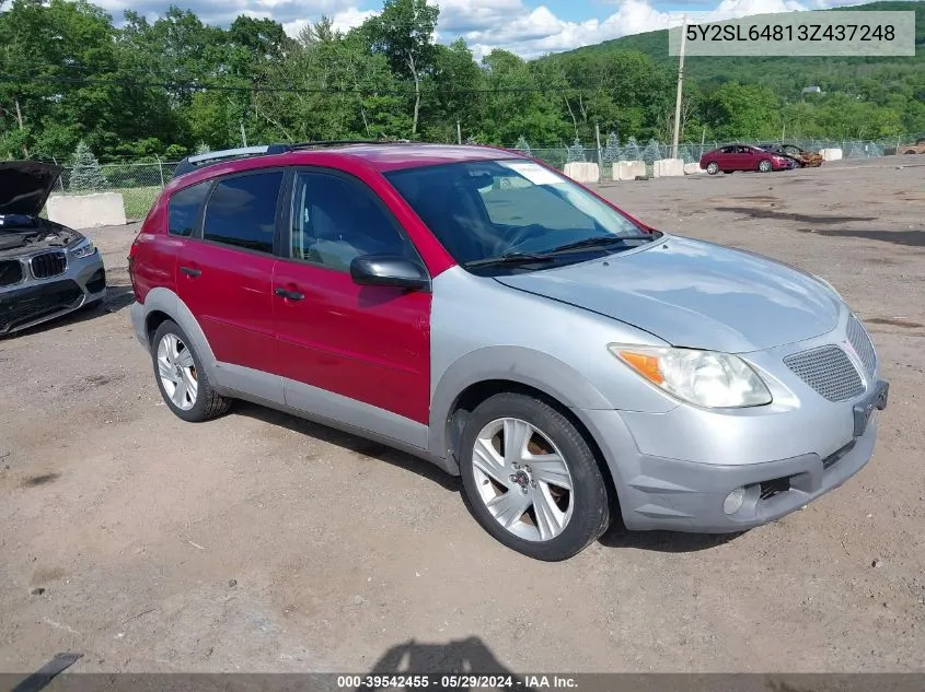 2003 Pontiac Vibe VIN: 5Y2SL64813Z437248 Lot: 39542455