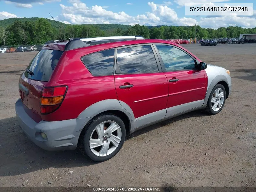 2003 Pontiac Vibe VIN: 5Y2SL64813Z437248 Lot: 39542455