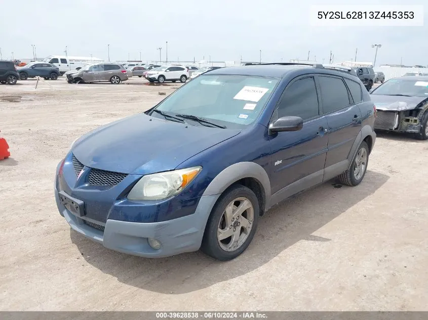 2003 Pontiac Vibe VIN: 5Y2SL62813Z445353 Lot: 39628538