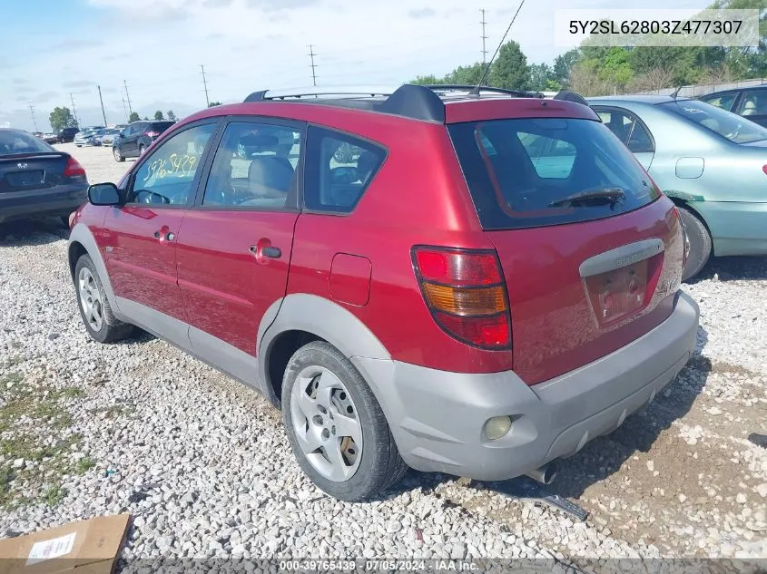 2003 Pontiac Vibe VIN: 5Y2SL62803Z477307 Lot: 39765439