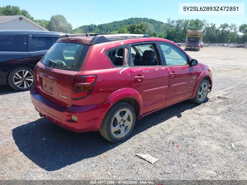 2003 Pontiac Vibe VIN: 5Y2SL62893Z472851 Lot: 39772268