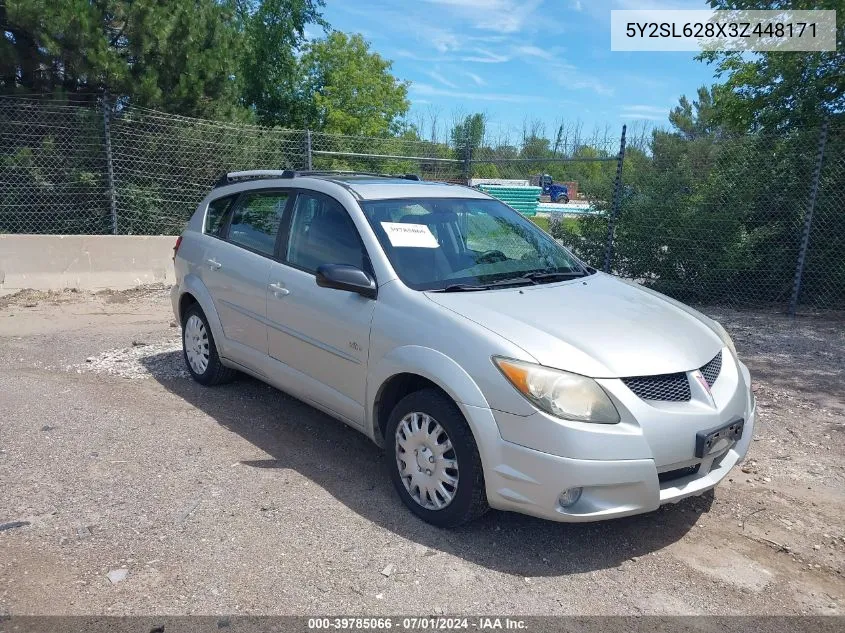 2003 Pontiac Vibe VIN: 5Y2SL628X3Z448171 Lot: 39785066