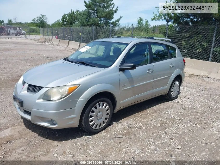 2003 Pontiac Vibe VIN: 5Y2SL628X3Z448171 Lot: 39785066