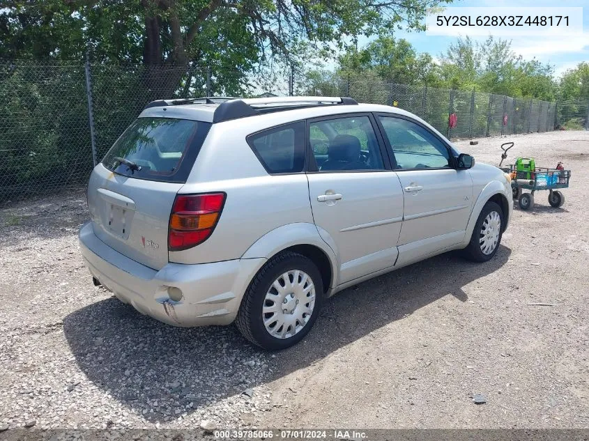 2003 Pontiac Vibe VIN: 5Y2SL628X3Z448171 Lot: 39785066