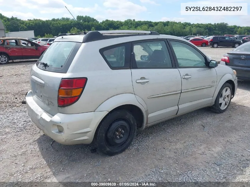 2003 Pontiac Vibe VIN: 5Y2SL62843Z482297 Lot: 39809639