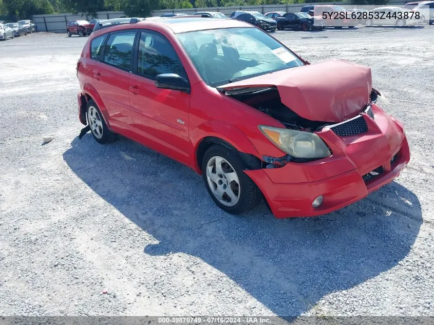 2003 Pontiac Vibe VIN: 5Y2SL62853Z443878 Lot: 39870749