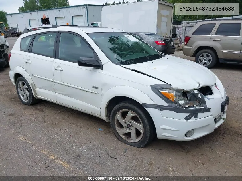 2003 Pontiac Vibe VIN: 5Y2SL64873Z454538 Lot: 39887150