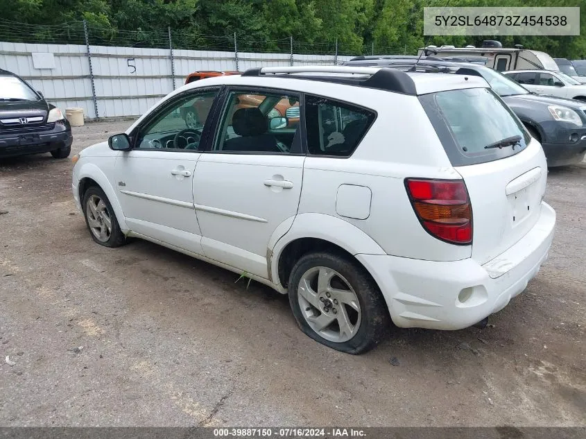 2003 Pontiac Vibe VIN: 5Y2SL64873Z454538 Lot: 39887150