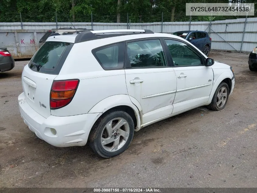 2003 Pontiac Vibe VIN: 5Y2SL64873Z454538 Lot: 39887150