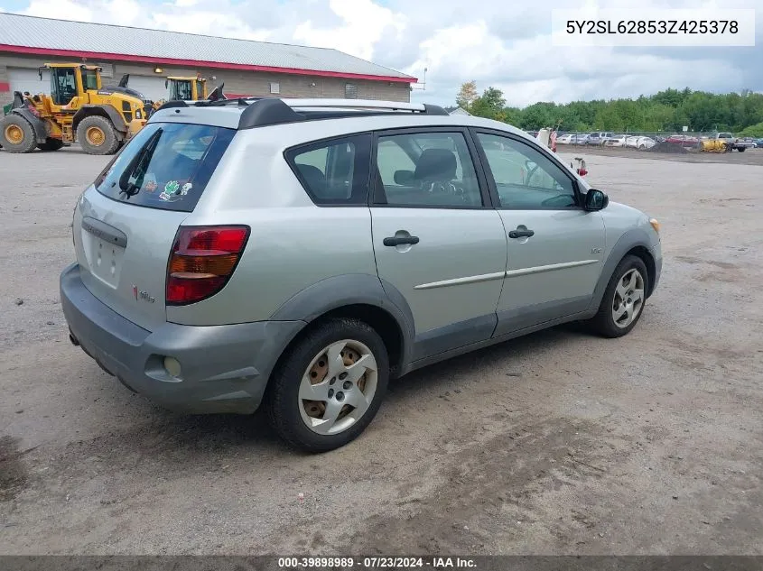 2003 Pontiac Vibe VIN: 5Y2SL62853Z425378 Lot: 39898989