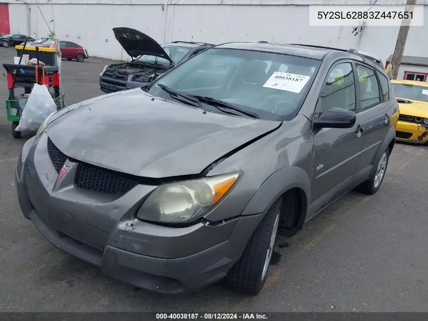 2003 Pontiac Vibe VIN: 5Y2SL62883Z447651 Lot: 40038187