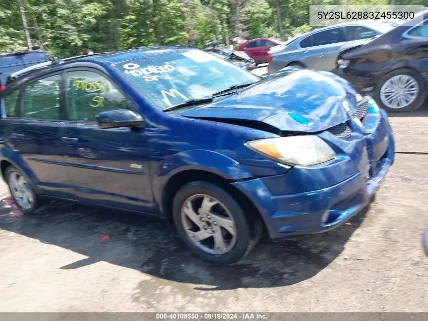 2003 Pontiac Vibe VIN: 5Y2SL62883Z455300 Lot: 40108550