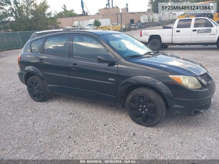 2003 Pontiac Vibe VIN: 5Y2SM64893Z413843 Lot: 40204916