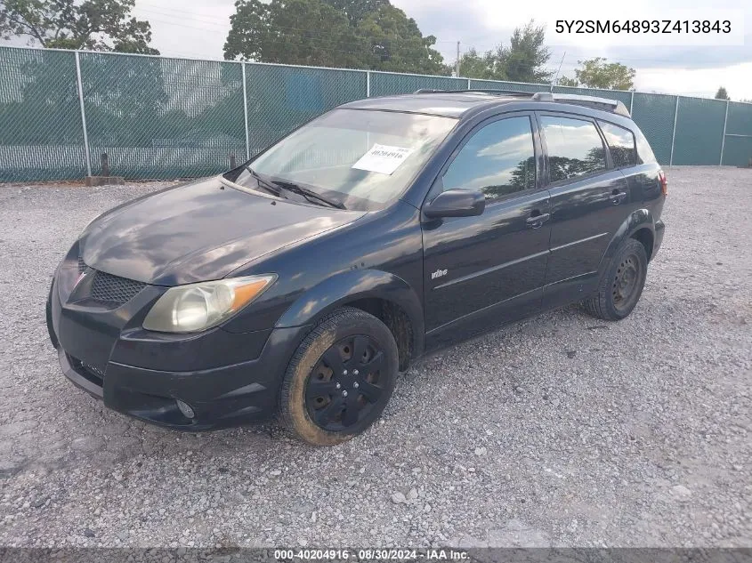 2003 Pontiac Vibe VIN: 5Y2SM64893Z413843 Lot: 40204916