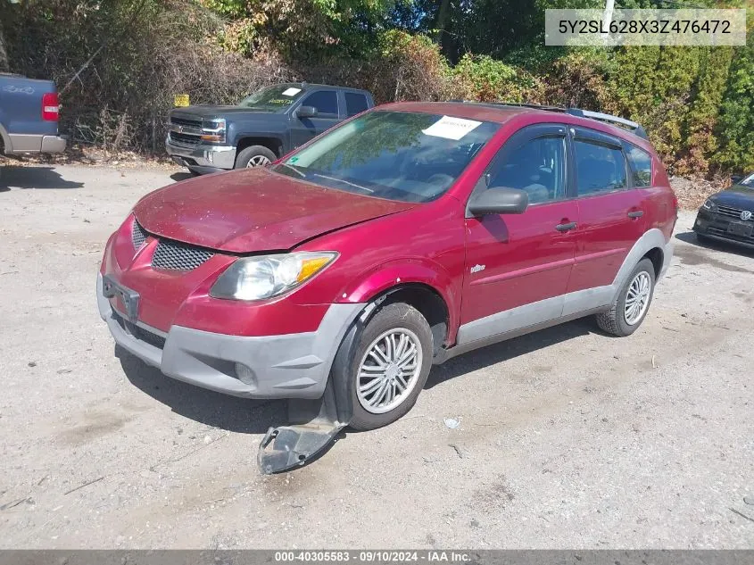 2003 Pontiac Vibe VIN: 5Y2SL628X3Z476472 Lot: 40305583