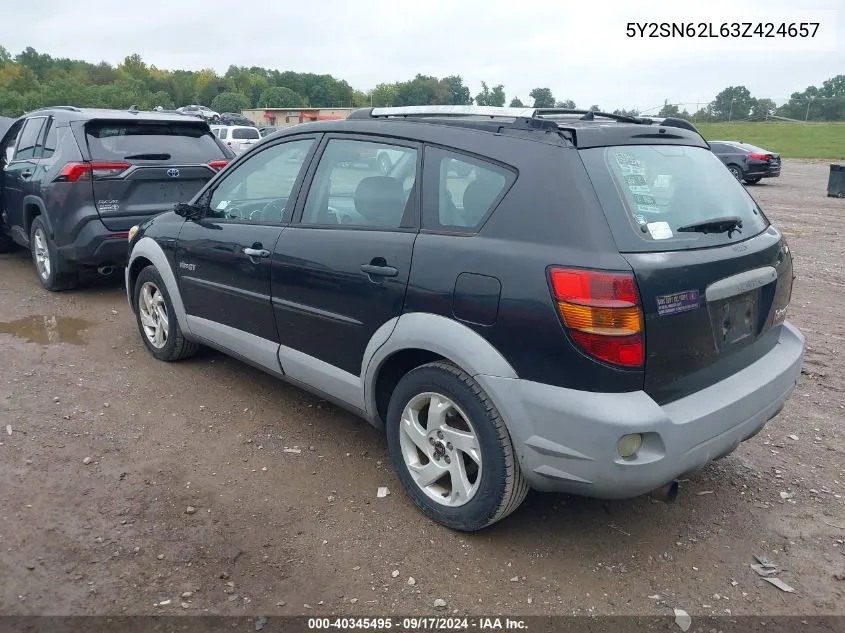 2003 Pontiac Vibe Gt VIN: 5Y2SN62L63Z424657 Lot: 40345495