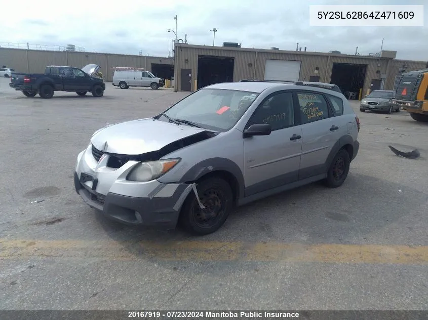 2004 Pontiac Vibe VIN: 5Y2SL62864Z471609 Lot: 20167919