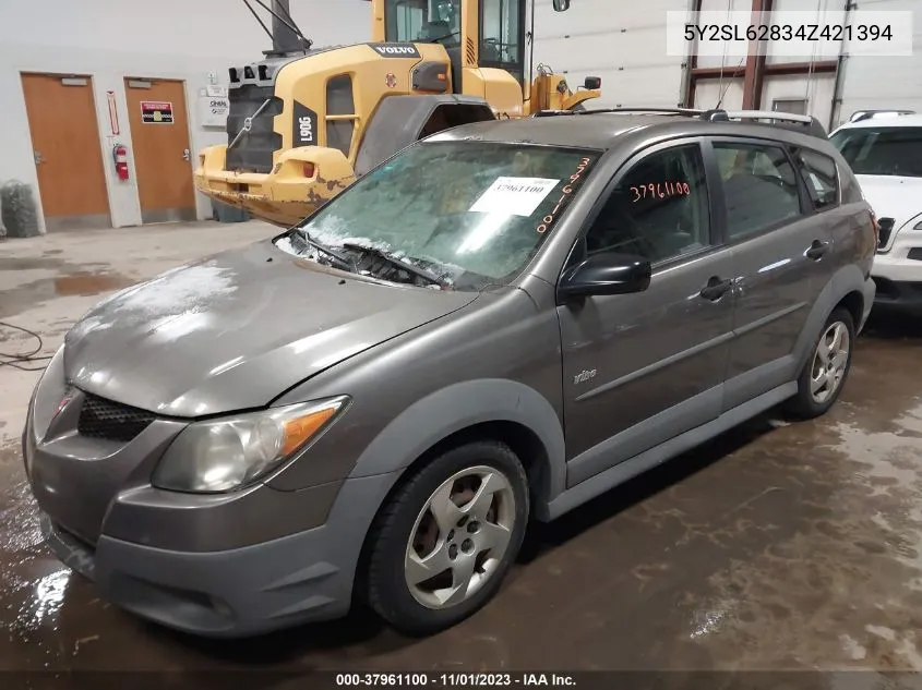 2004 Pontiac Vibe VIN: 5Y2SL62834Z421394 Lot: 37961100