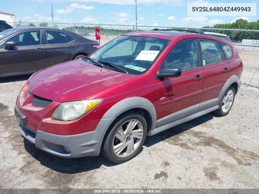 2004 Pontiac Vibe VIN: 5Y2SL64804Z449943 Lot: 39513978