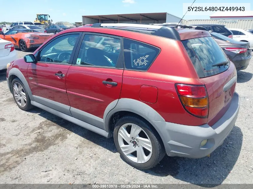 2004 Pontiac Vibe VIN: 5Y2SL64804Z449943 Lot: 39513978