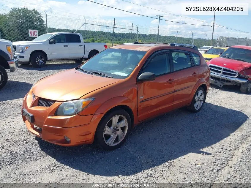 2004 Pontiac Vibe VIN: 5Y2SL628X4Z404205 Lot: 39518673