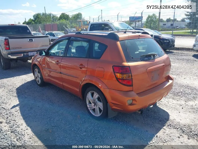 2004 Pontiac Vibe VIN: 5Y2SL628X4Z404205 Lot: 39518673