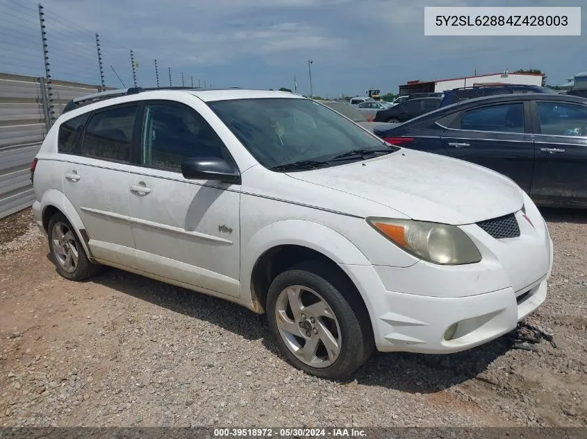 2004 Pontiac Vibe VIN: 5Y2SL62884Z428003 Lot: 39518972