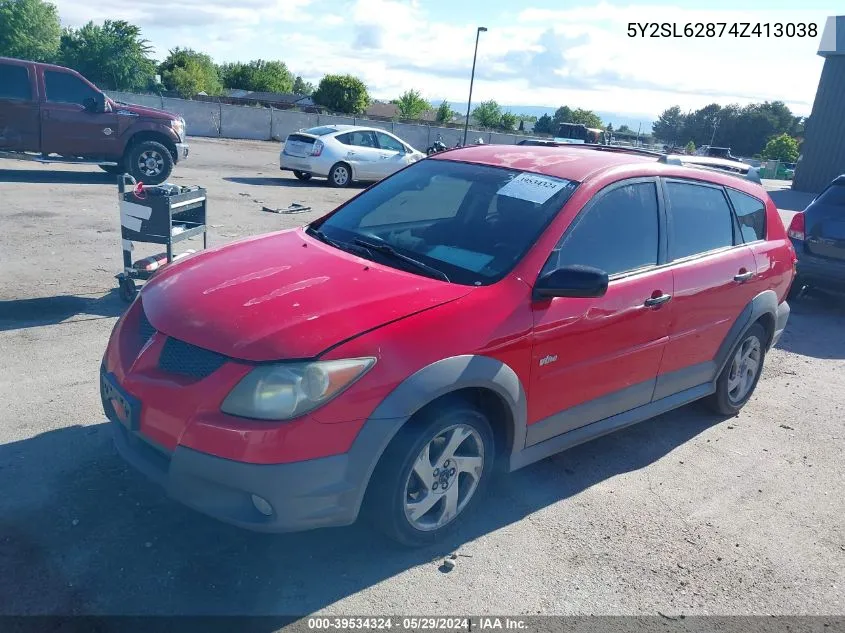 2004 Pontiac Vibe VIN: 5Y2SL62874Z413038 Lot: 39534324