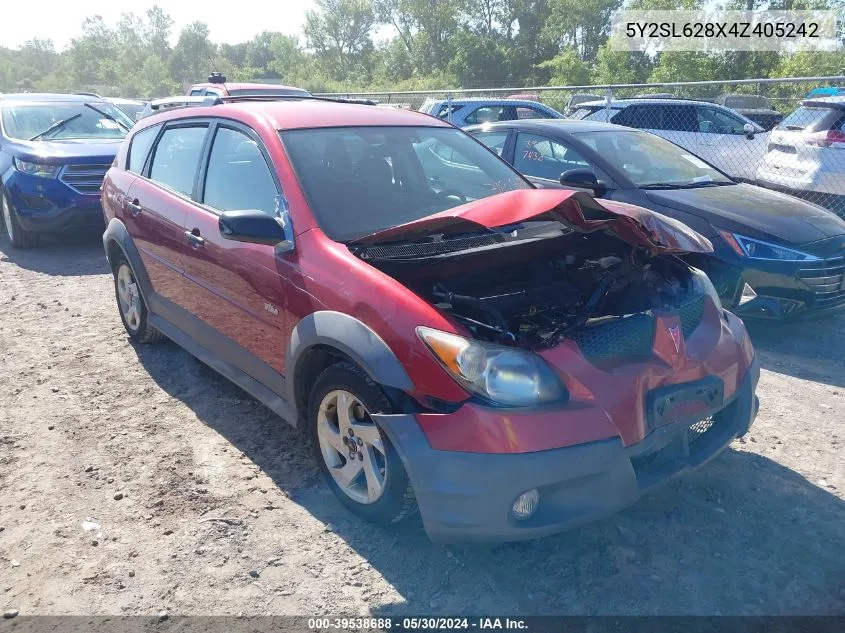 2004 Pontiac Vibe VIN: 5Y2SL628X4Z405242 Lot: 39538688