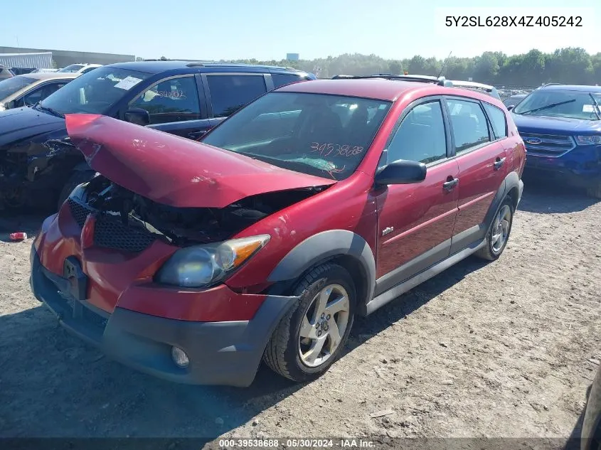 2004 Pontiac Vibe VIN: 5Y2SL628X4Z405242 Lot: 39538688