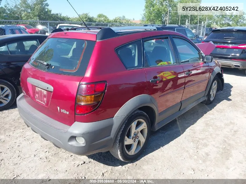 2004 Pontiac Vibe VIN: 5Y2SL628X4Z405242 Lot: 39538688