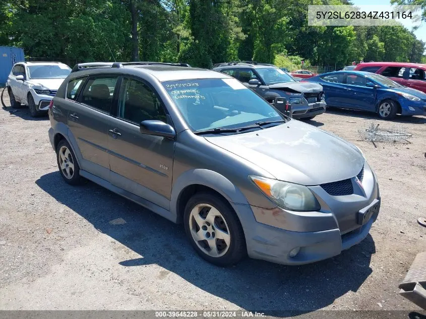 2004 Pontiac Vibe VIN: 5Y2SL62834Z431164 Lot: 39545228