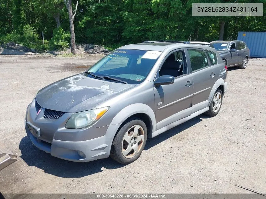 2004 Pontiac Vibe VIN: 5Y2SL62834Z431164 Lot: 39545228