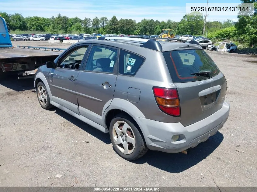 2004 Pontiac Vibe VIN: 5Y2SL62834Z431164 Lot: 39545228