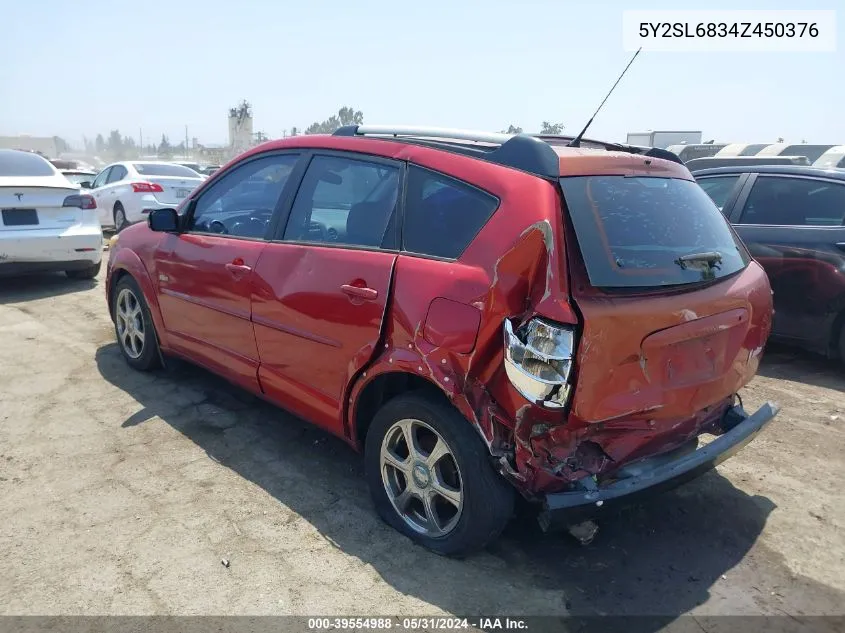 2004 Pontiac Vibe VIN: 5Y2SL6834Z450376 Lot: 39554988