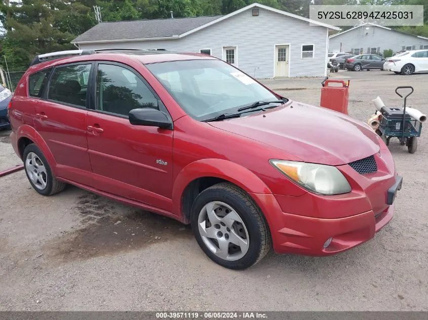 2004 Pontiac Vibe VIN: 5Y2SL62894Z425031 Lot: 39571119